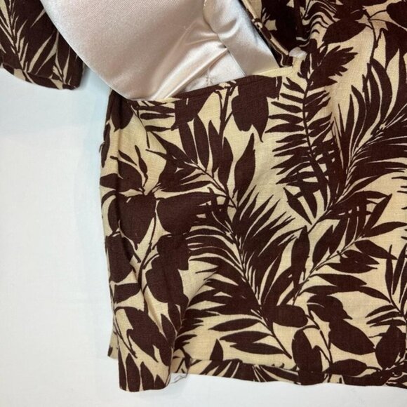 NWT‎ MANGO LINEN Blend Tropical Print Notch Collar Blazer Front Flap Pockets XS - Picture 8 of 13